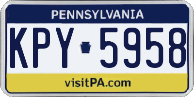 PA license plate KPY5958