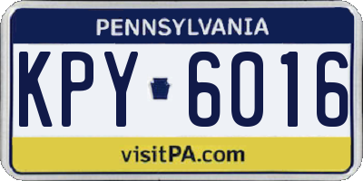 PA license plate KPY6016