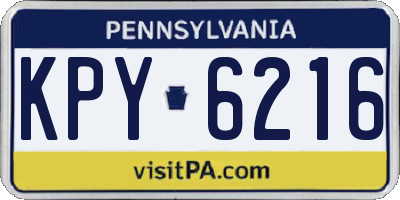 PA license plate KPY6216