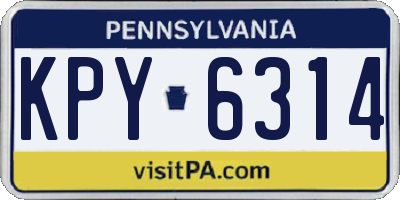 PA license plate KPY6314