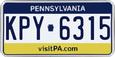 PA license plate KPY6315