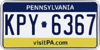 PA license plate KPY6367