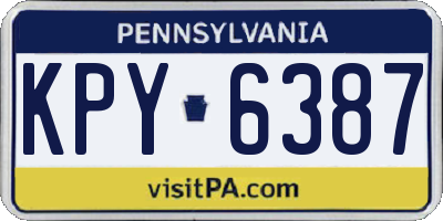 PA license plate KPY6387