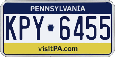 PA license plate KPY6455