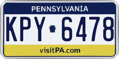 PA license plate KPY6478