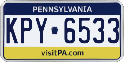 PA license plate KPY6533