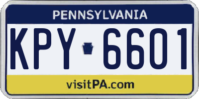 PA license plate KPY6601