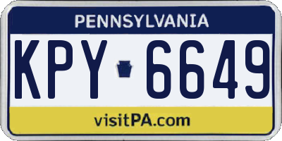 PA license plate KPY6649
