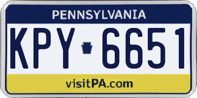 PA license plate KPY6651