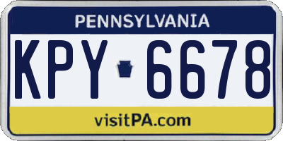 PA license plate KPY6678
