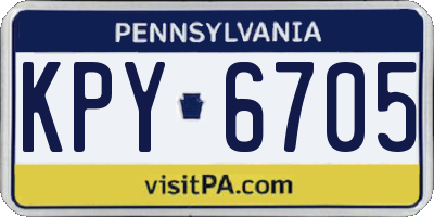 PA license plate KPY6705