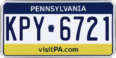 PA license plate KPY6721