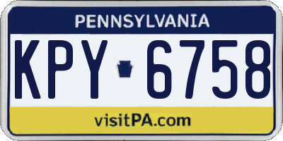 PA license plate KPY6758