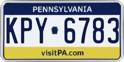 PA license plate KPY6783