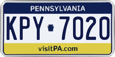 PA license plate KPY7020