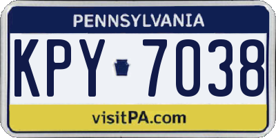 PA license plate KPY7038