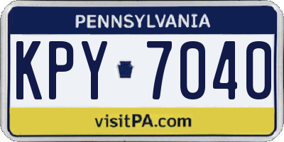 PA license plate KPY7040