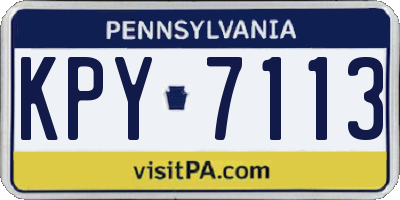 PA license plate KPY7113