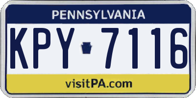 PA license plate KPY7116