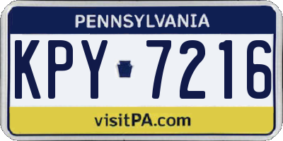 PA license plate KPY7216