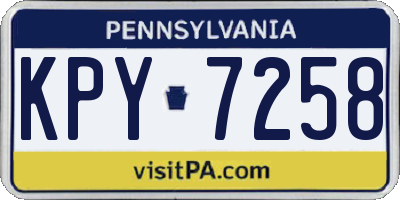 PA license plate KPY7258