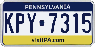 PA license plate KPY7315