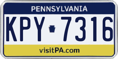 PA license plate KPY7316