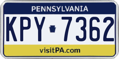 PA license plate KPY7362