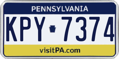 PA license plate KPY7374