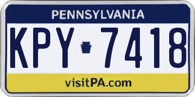 PA license plate KPY7418