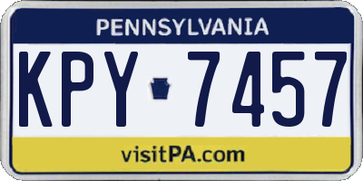 PA license plate KPY7457