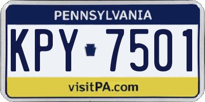 PA license plate KPY7501