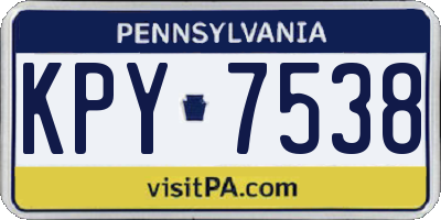 PA license plate KPY7538