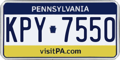 PA license plate KPY7550