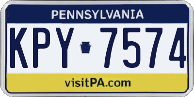 PA license plate KPY7574