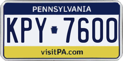 PA license plate KPY7600