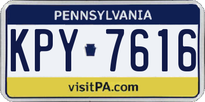PA license plate KPY7616