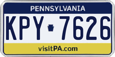 PA license plate KPY7626