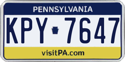 PA license plate KPY7647