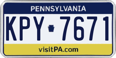 PA license plate KPY7671