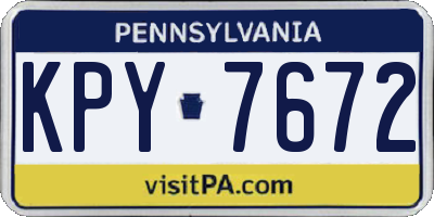 PA license plate KPY7672
