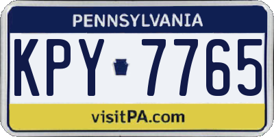 PA license plate KPY7765