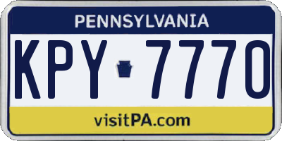 PA license plate KPY7770