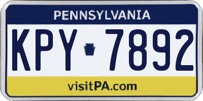 PA license plate KPY7892