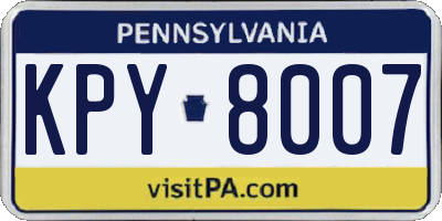PA license plate KPY8007