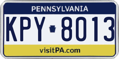 PA license plate KPY8013