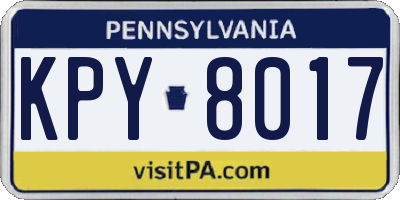PA license plate KPY8017