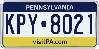 PA license plate KPY8021