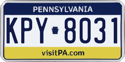 PA license plate KPY8031