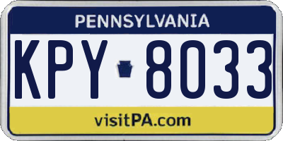 PA license plate KPY8033